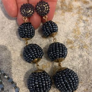 Blue/Grey beaded Drop Earrings